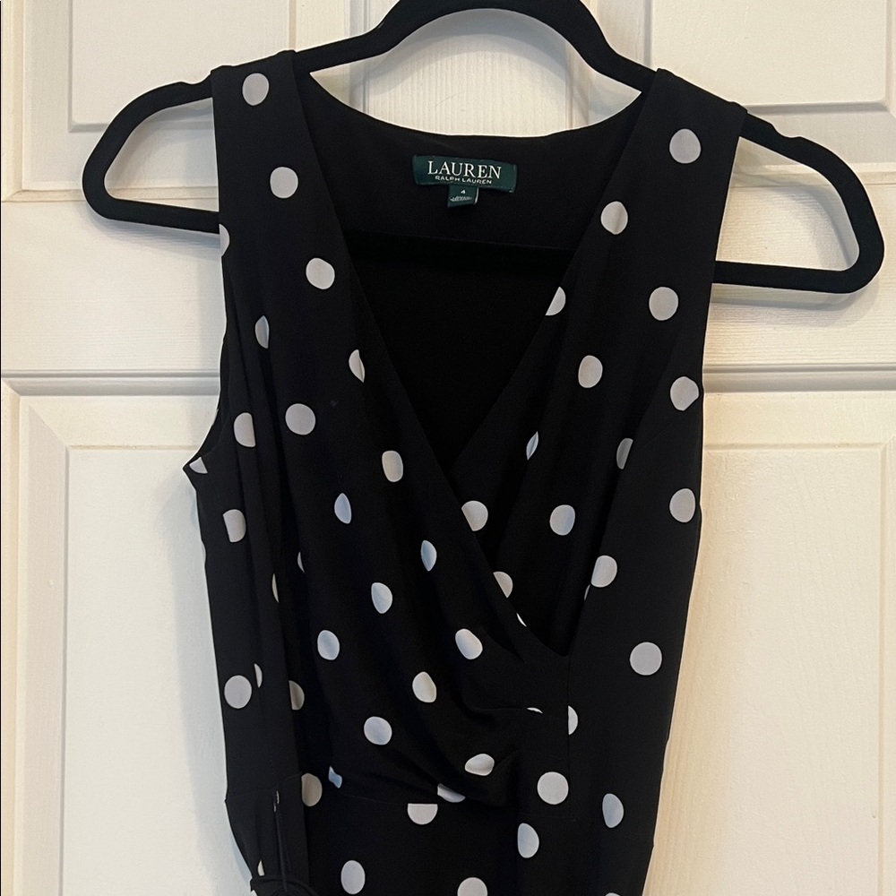 Lauren Ralph Lauren Black and White Polka Dot Midi Dress - Picture 3 of 3